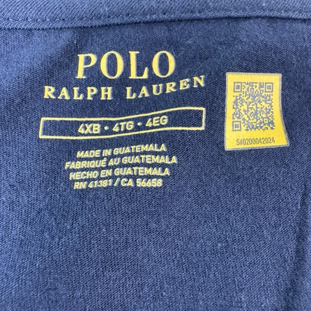 Polo Ralph Lauren Blue Script Spellout Cotton Mens S/S T Shirt Size 4XLB NWT